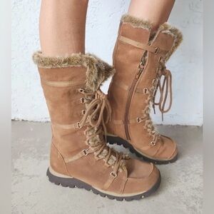 Skechers Y2K Grand Jams Square Toe
Boots Women 7.5 Tan Suede Faux Fur Boho